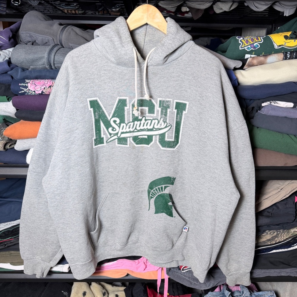 Russell Athletic MSU Spartans Hoodie Sweatshirt Gray XXL‎ College NCAA